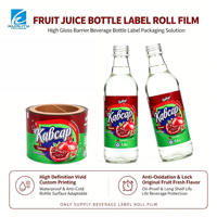 Etiqueta de Botella Impresa Personalizada, Rollo de Material Compuesto de Plástico Metalizado para Envasado Automático de Bebidas