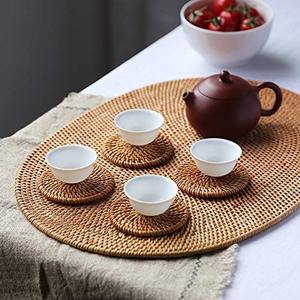 Wholesaler Eco-Friendly Minimalist Rattan Placemat Coaster Handwoven <b>Plate</b> Liner Table <b>Mats</b> King Craft Viet Carton - Product Image 2