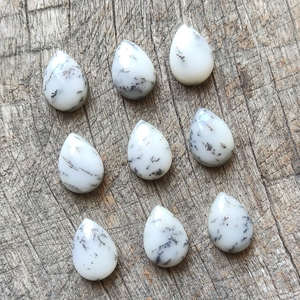 ของแท้ ~ Dendrite Agate Cabochon ธรรมชาติ, อัญมณีหลวมรูปลูกแพร์, โมรา Dendrite แท้ธรรมชาติสำหรับทำเครื่องประดับ - Product Image 4
