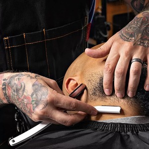 Maquinillas de afeitar de barbero de color blanco Maquinillas de afeitar de acero inoxidable - Product Image 4
