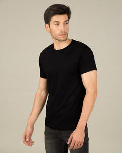 T-shirt pour homme en coton 100% avec étiquette personnalisée, motif uni, style formel, tissu tricoté - Product Image 2