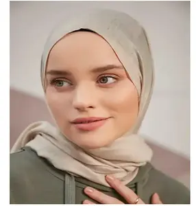 Châle Femme Hijab Monogramme Soie Châle 100% Polyester Vison Couleur Taille 80X190 Haute Qualité