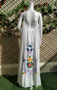 ชุดแม็กซี่เดรสยาวปักลายดอกไม้สไตล์โบฮีเมียนสำหรับผู้หญิงชุดเดรสยาวคอกลมแขนกุดเปิดหลัง2025สำหรับวันหยุดพักผ่อน - Product Image 3