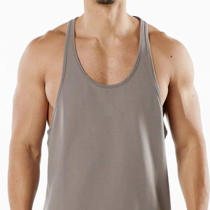 94% algodón 6% Spandex ajuste relajado que absorbe el sudor transpirable corte bajo escote abierto Racerback cedro hombres dobladillo escalonado Stringer - Product Image 5