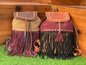 Mochilas de cuero de gamuza estilo bohemio Vintage para mujer, mochilas de cuero occidental con flecos y borlas, mochilas grandes con estilo vintage - Product Image 3