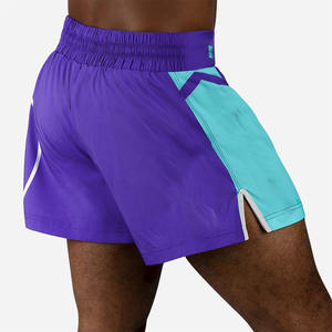 Pantalones cortos de entrenamiento de color púrpura para hombre, pantalones cortos deportivos ligeros de secado rápido para hombre con panel lateral y cordón - Product Image 3