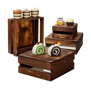 Soporte de exhibición de cupcakes de madera, soporte decorativo para postres, aperitivos, pasteles, elevadores, caja de madera, soporte rústico para pasteles, elevadores para Decoración - Product Image 1