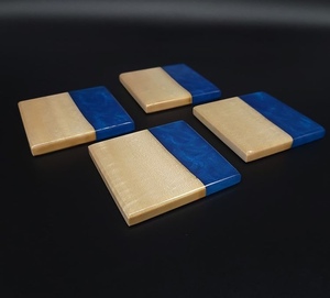 Posavasos de resina blanca de baile y madera de acacia de 10X10 cm y 4 pulgadas para bebidas, suministros para hoteles y restaurantes, posavasos de decoración de mesa únicos - Product Image 5