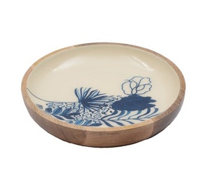 Custom Hand Print Wooden Serving Bowl Manufacturer New Design Hand Printed Wooden Salad Serving Bowl - Product Image 1