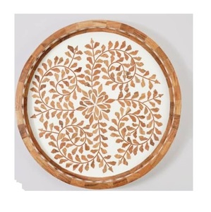 Bandeja de Servicio con Incrustaciones de Hueso de Estilo Único para Decoración de Mesa de Bodas, Catering, Bandeja de Madera para Servir Platos Deliciosos - Product Image 6