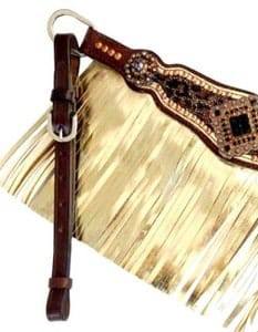 ที่สวมศีรษะและปลอกคออกสไตล์ขนนกสีทองทำจากไนลอนคุณภาพสูงพร้อมเครื่องมือสำหรับการแข่งม้าและความปลอดภัย - Product Image 4