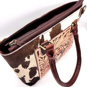 Hot Selling Trending Designer Hand <b>Tooled</b> Cowhide Leather <b>Tote</b> <b>Bag</b> Purse Top Quality Handled Shoulder <b>Bag</b> Rustic Style for Women - Product Image 4