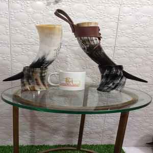 Luxe Viking sculpté verre ange fabriqué à la main poli corne de buffle corne à boire artisanat de noël décor nautique artisanat naturel - Product Image 3