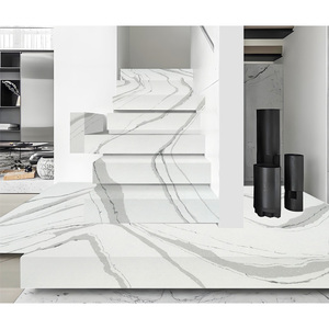 Venta caliente Premium Grey Vein Calacatta White Engineered Quartz Stone Ignífugo Impermeable Corte personalizado Pared de encimera moderna - Product Image 3