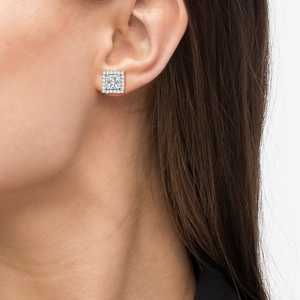 14K White Gold <b>Square</b> <b>Diamond</b> <b>Earring</b> Jackets Pave-Set 1.01ct Elegant <b>Diamond</b> Jewelry - Product Image 2