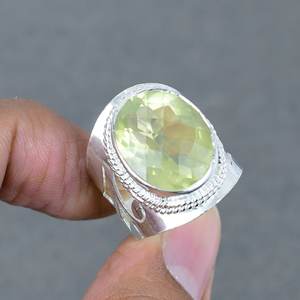 Les plus célèbres bagues en laiton plaqué argent de mariage en topaze citronnée ovale naturelle comme pierre principale bijoux fins en argent - Product Image 1