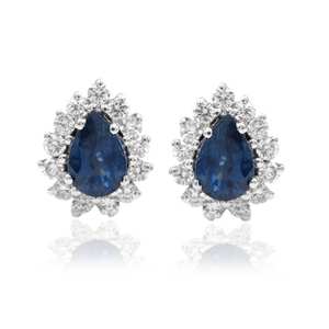 White <b>Sapphire</b> <b>Earrings</b> Pear Cut Zircon Halo Studs 925 Sterling Silver 14K Gold Plated Fine Jewelry For Women Gift - Product Image 1