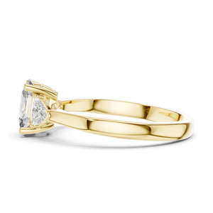 Anillo de Tres Piedras con Diamante Cultivado en Laboratorio de 1.3 CT para Mujer, Claridad VVS-VS EF, Oro de 18KT, 14KT, 10KT y Plata 925, Oro Rosa, Amarillo - Product Image 4