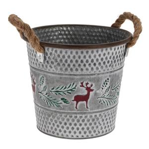 Jardinière faite à la main au design de luxe en gros jardinière en fer pot de fleur de bureau jardinière en seau avec poignée en corde pour la décoration de la maison - Product Image 4