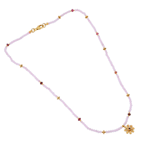 Collier en argent sterling 925 plaqué or avec tourmaline rose, bijoux en pierres précieuses |   Collier en pierre précieuse de tourmaline rose - Product Image 2