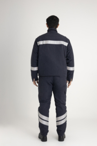 Ensemble veste et pantalon FR ignifuges avec bande réfléchissante pour le soudage du gaz pétrochimique et la sécurité industrielle - Product Image 3