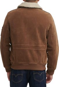 Blouson aviateur en simili daim 100% polyester pour homme avec col montant, fermeture éclair sur le devant et poche zippée sur la veste du porteur - Product Image 2