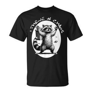 T-shirt Racoon Meme Trash Panda I Thrive in Chaos, design promozionale personalizzabile per uomo e donna - Product Image 1