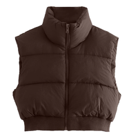 Yüksek Kaliteli OEM Özel Tasarım Moda Kolsuz Su Geçirmez Rahat Şişme Yelek Sonbahar Kadın Şişme Kısa Crop Bubble Puff
