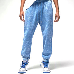 Pantalones de chándal deportivos informales lisos de gran tamaño de cintura alta GSM 400 desgastados personalizados para hombre, pantalones transpirables lavados con ácido, ropa de calle - Product Image 1