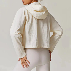 Veste de yoga à capuche pour femme, coupe-vent, respirante, avec fermeture éclair, pour la course à pied, manches longues, épaisse, séchage rapide, pour la salle de sport - Product Image 2