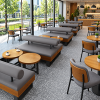 Ensemble de meubles de restaurant modernes en bois massif, sièges rembourrés, tables et chaises de restaurant pour café, hôtel