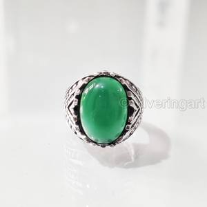 Anillo de Plata de Ley 925 para Hombre con Ónix Verde Natural, Piedra de Nacimiento de Diciembre, Estilo Otomano, Regalo de Cumpleaños, Joyería al por Mayor - Product Image 3