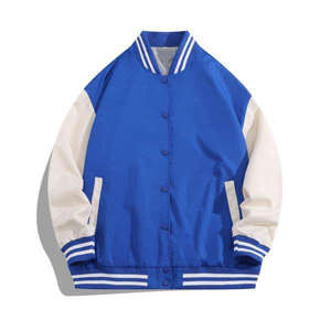 Veste universitaire bleue et blanche pour homme, veste bomber élégante, vêtements décontractés, streetwear tendance, veste d'hiver chaude et tendance - Product Image 1