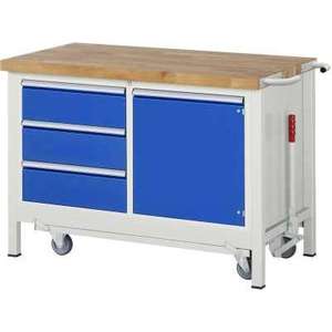 Banco da lavoro abbassabile 8000 - Modello 8468, L1250 x P700 x H880 mm, Piano di lavoro in Faggio Massiccio - Product Image 1