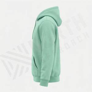 Sweat-shirt à capuche pour hommes, vente en gros usine, logo personnalisé, coton et polyester, couleur personnalisée, hiver, techniques de teinture unie, pull-over - Product Image 3