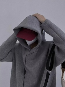 Sweatshirts à capuche légers et basiques pour hommes Pull baggy avec épaule tombante Teint uni pour une coupe confortable en hiver - Product Image 2