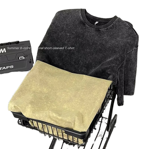 Logotipo personalizado Puffs impresión pdistressed lavado ácido streetwear Camiseta 100% algodón alta ropa de verano manga corta Camiseta para hombres - Product Image 3