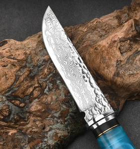Hoja de acero VG10 de Damasco de alta calidad, mango de madera, supervivencia al aire libre, cuchillo de hoja fija de caza de Damasco con Funda personalizada OEM - Product Image 2