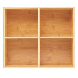 Laundry Use 4-Section Organizer Bin Box Wooden Stackable Bamboo <b>Kitchen</b> <b>Pantry</b> <b>Storage</b> Baskets with Lid - Product Image 6