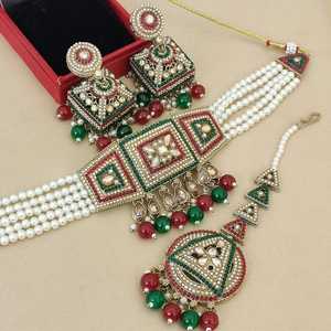 ชุดสร้อยโชคเกอร์แบบดั้งเดิมที่สวยงามสำหรับผู้หญิงและเด็กผู้หญิงเครื่องประดับที่ดูสง่างามสำหรับงานแต่งงานและงานรื่นเริงเครื่องประดับรอยัล - Product Image 4