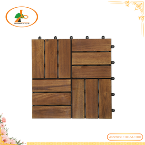 Azulejo de cubierta de madera de acacia natural de grado elegante con diseño entrelazado de 12 listones para muebles de hotel al aire libre para apartamentos - Product Image 1