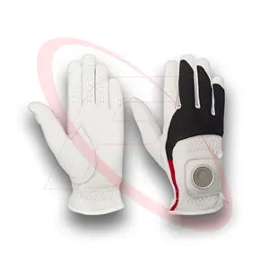 Premium Soft Leather Golf Gloves Best Quality <b>Stretchy</b> Fabric Comfortable Fitting Hand Use Golfing - Product Image 1
