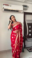 Antra Lifestyle Saree indien pour femme, coupe classique, prêt-à-porter, pour mariage, broderie traditionnelle, travail Zari, protection solaire
