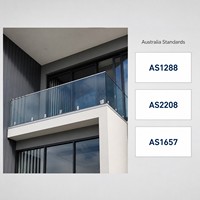 Balustrade en verre sans cadre, acier inoxydable 306, norme australienne, clôture de balcon et de piscine