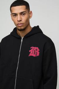 Sweat à capuche gothique basics avec fermeture éclair surdimensionnée noire haute performance pour hommes sweats à capuche en coton mélangé avec logo de conception personnalisée pour hommes - Product Image 2