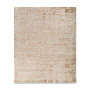 Alfombra Rectangular de Lana y Seda Entropy Ivory, Tejida a Mano, Color Sólido, Modelo Esh-1520 (Cs-01) para Sala de Estar y Pasillo - Product Image 1