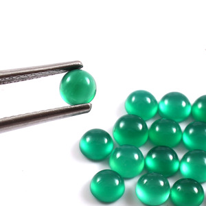 4X4mm Natural verde ónix redondo parte posterior plana cabujón semiprecioso hecho a mano piedras preciosas sueltas fabricación de joyas lote al por mayor - Product Image 2