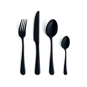 Cubiertos negros de acero inoxidable Royal Portugal, estilo moderno, acabado mate, juego de cubiertos para restaurante o boda. - Product Image 5
