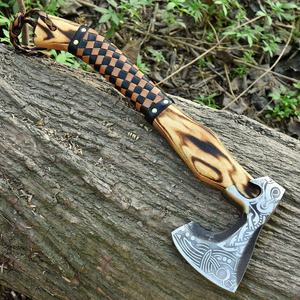 Hacha Vikinga Hecha a Mano con Acero de Alto Carbono, Mango de Acero de Grado Industrial, Funda de Cuero, para Campamento, Uso Diario y al Aire Libre - Product Image 3
