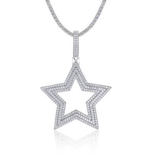 Collar de Lujo con Colgante de Estrella Estilo Hip Hop, Chapado en Oro sobre Plata de Ley 925, con Moissanita VVS, para Hombre y Mujer - Product Image 1